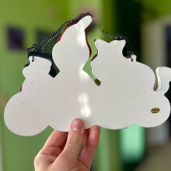 VTG Winter Seasonal Snowman Figural Whimsical Cute Wall Hanging Home Decor Art - Picture 4 of 7